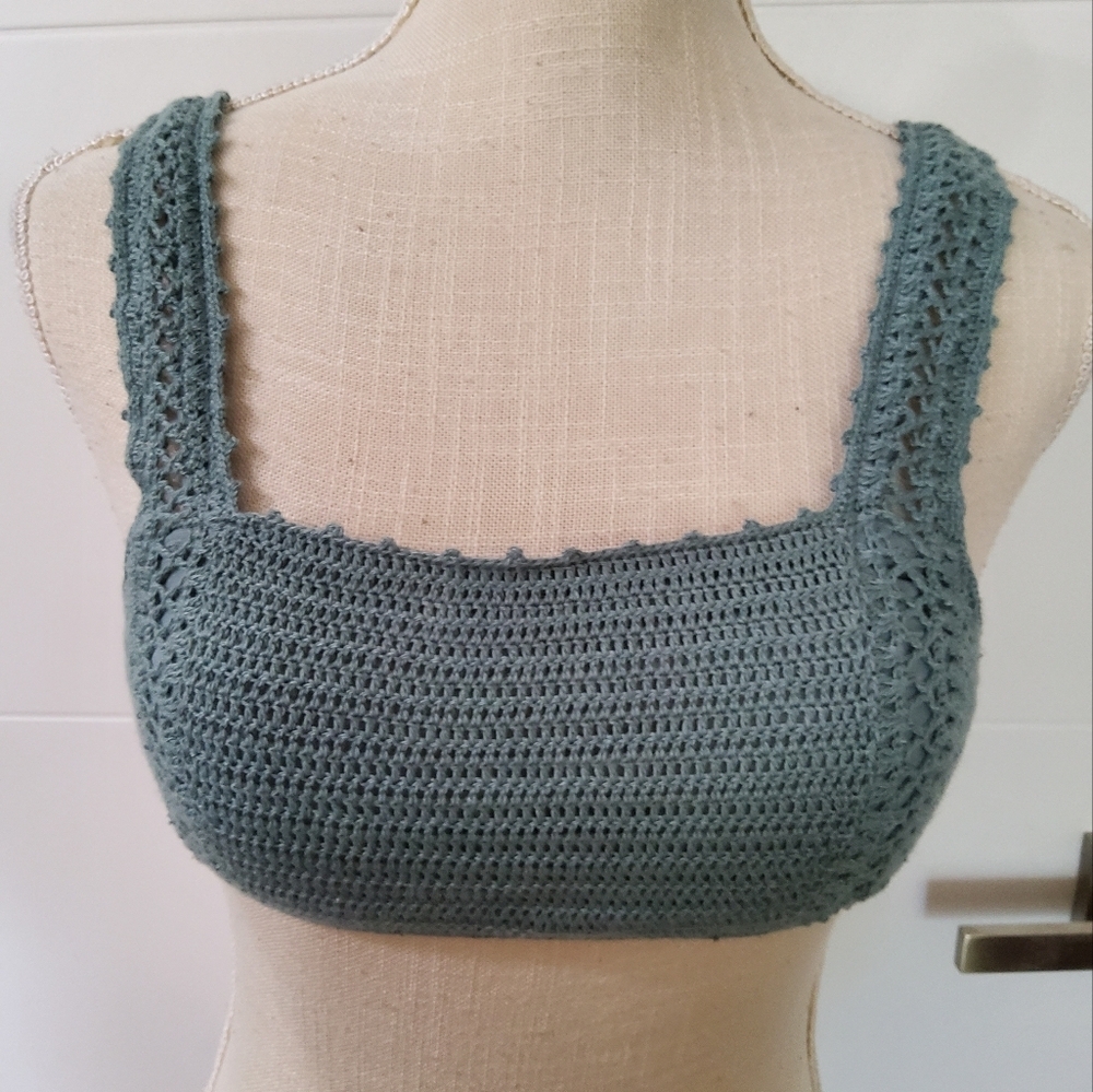 Hula Honey Crochet Knit Swim Top Size S - Picture 1 of 9